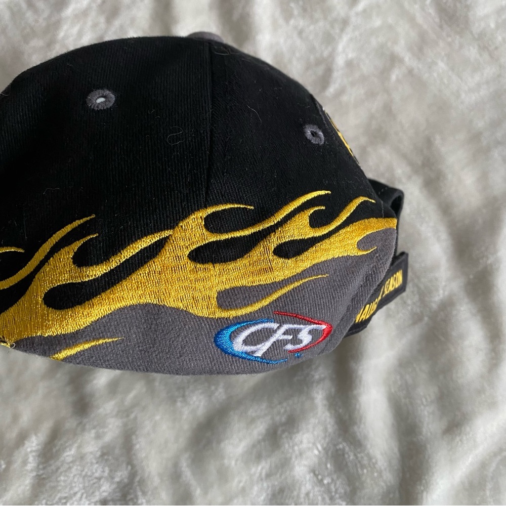 NASCAR 2004 Nextel Cup Series Strapback Baseball Cap Hat Black Yellow Flames - Picture 3 of 8